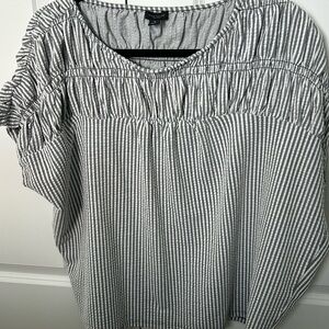 Ann Taylor blue and White Striped seersucker top